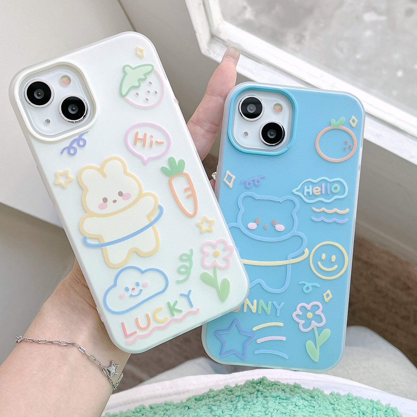 iPhone Anti-fall Glass Phone Case(碎花动物)
