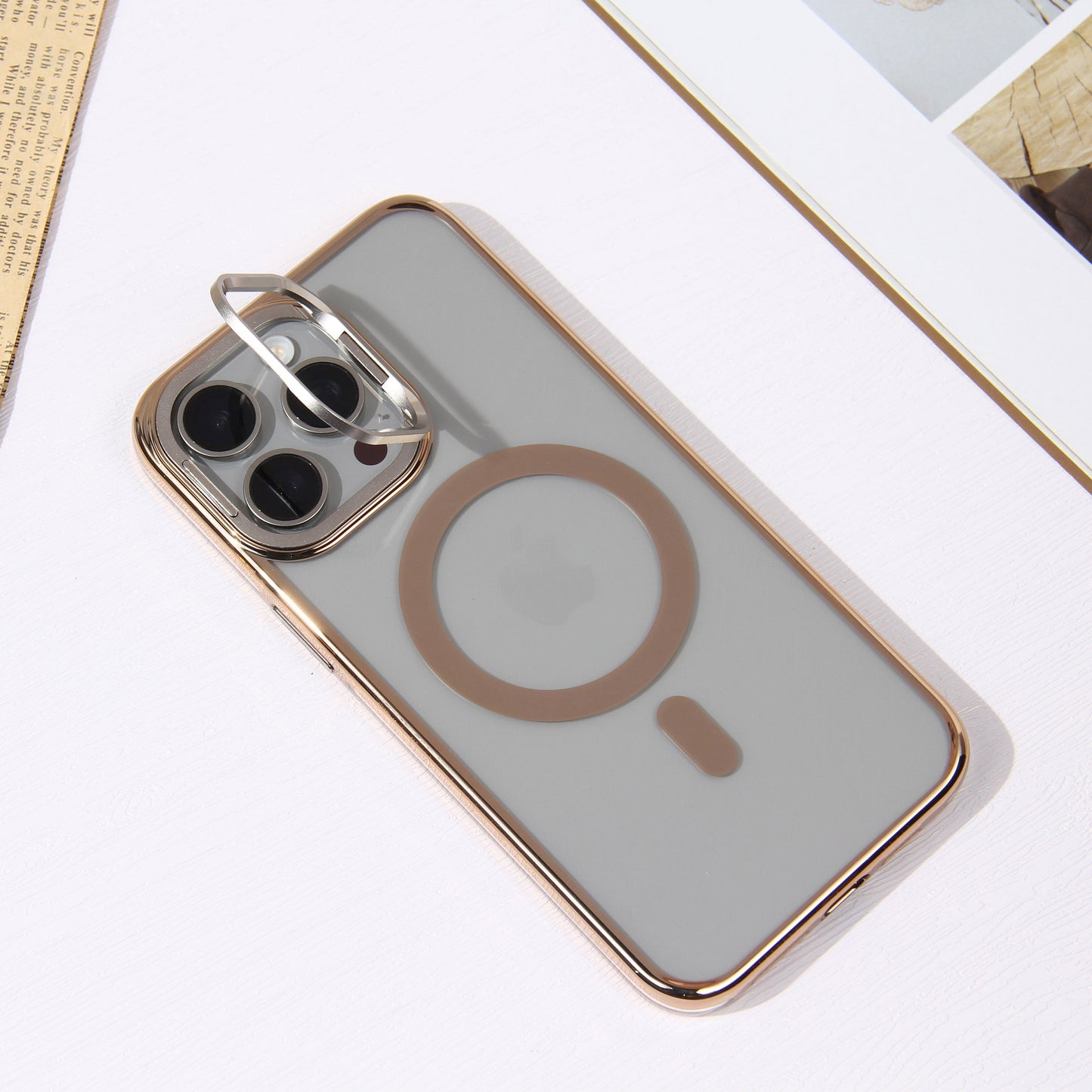 IPhone car magnetic plating ice dynam stand mobile phone case Apple