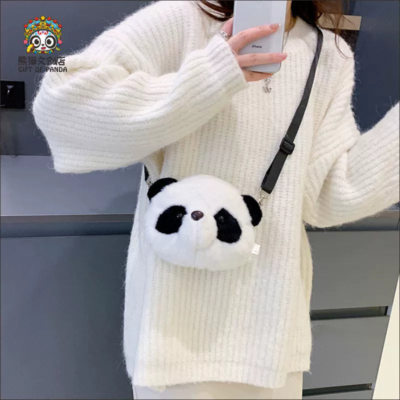 Cute plush giant panda crossbody bag