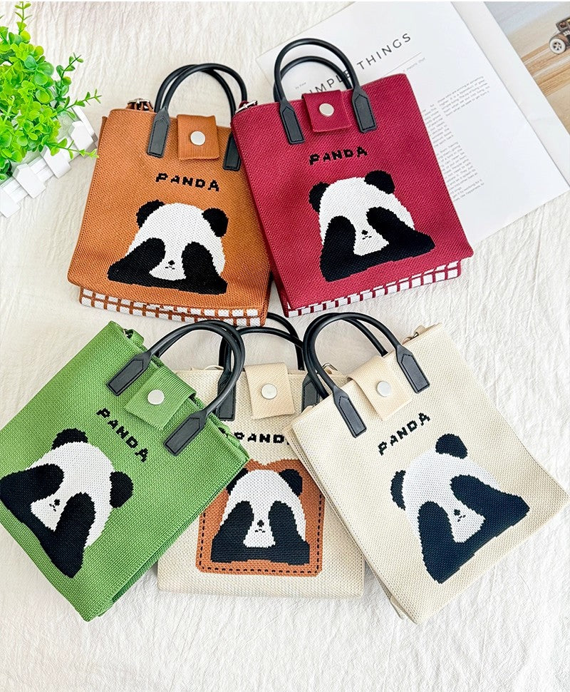 Large Capacity Panda Knitted Bag