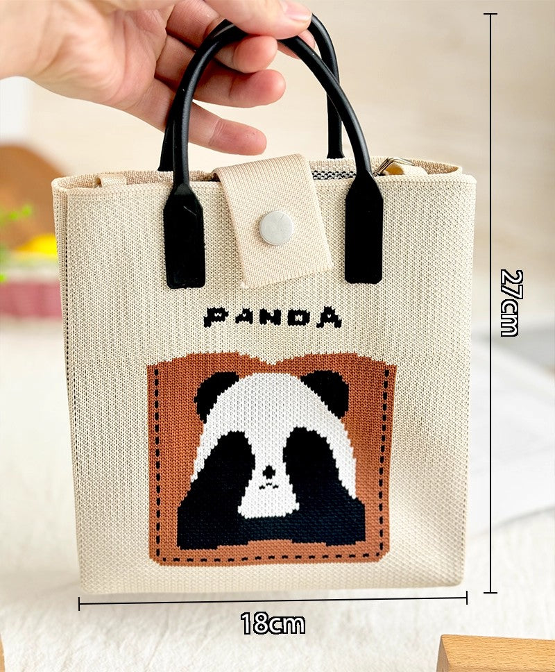 Large Capacity Panda Knitted Bag