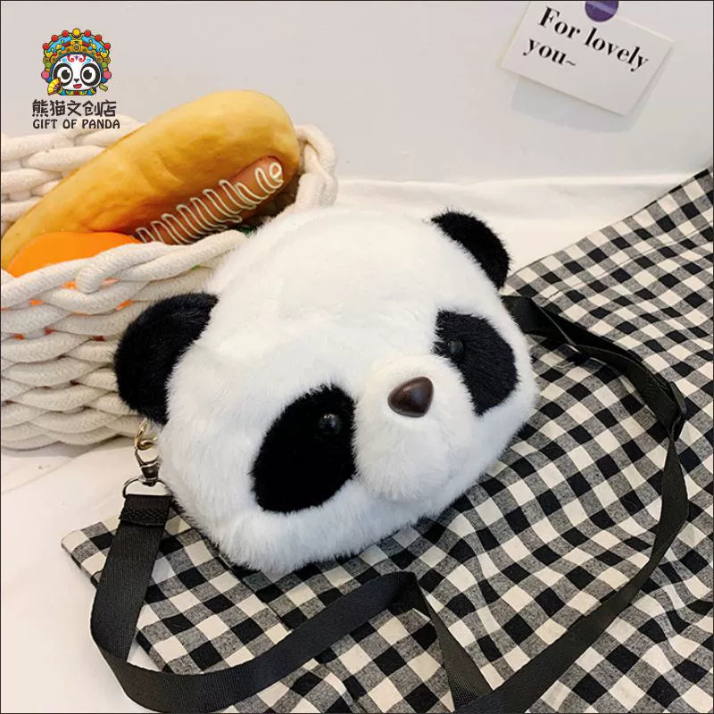 Cute plush giant panda crossbody bag