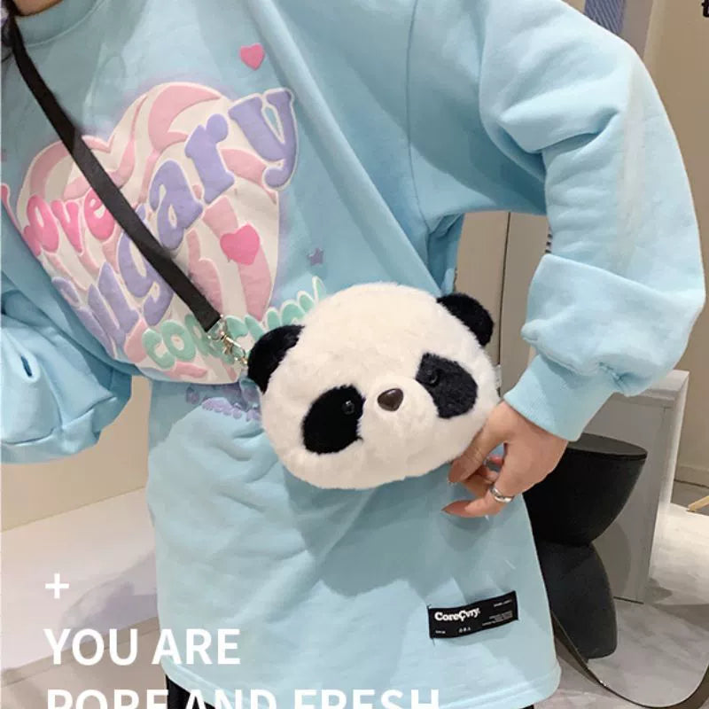 Cute plush giant panda crossbody bag